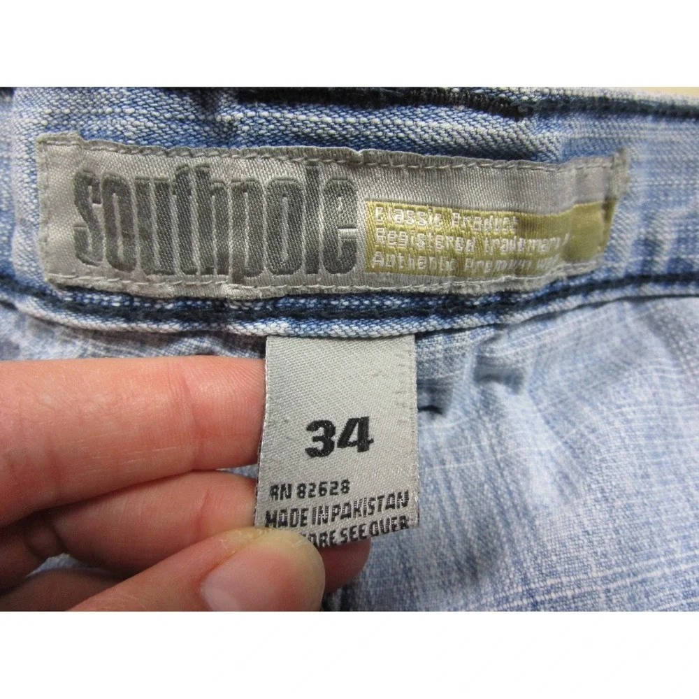 Vintage Y2K Southpole Baggy Loose Denim Jeans (34x33) Hip Hop Embroidered